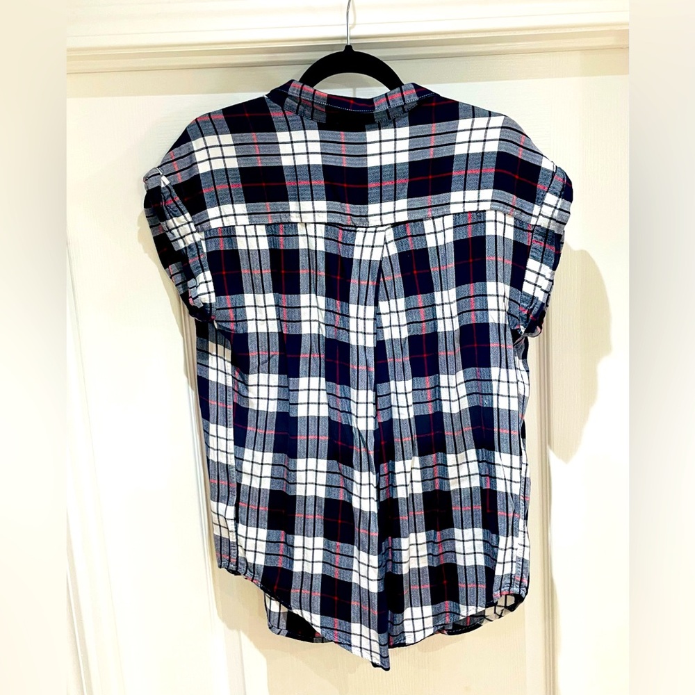 JACHS Girlfriend Black and White Blouse Cap Sleeve Mandarin Collar - Picture 4 of 7